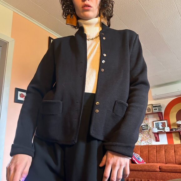 1950s Pure virgin wool Brigus Knitting Mills black fully-fashioned blazer! - Picture 3 of 16